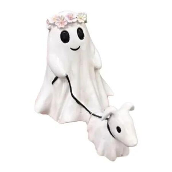 Girls Halloween Ghost Walking Dog Statue 15CM Spooky Ghost Dog Figurine for Home Tabletop Decorations Gift