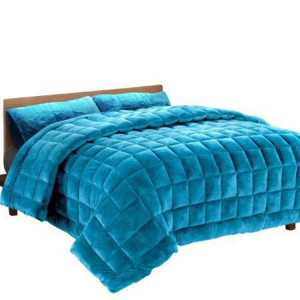 Giselle Bedding Faux Mink Quilt Queen Size Navy