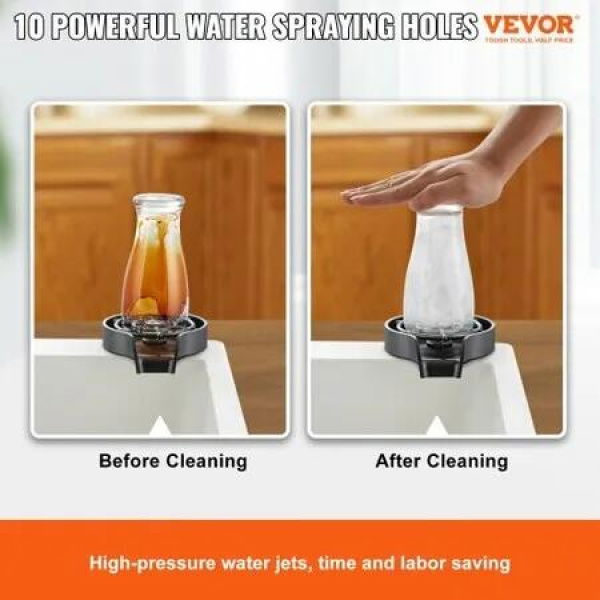 Glass Rinser 10 Powerful Spraying Jets 360degree Rotating Cup Rinser for Sink Wearproof ABS Kitchen Sink Faucet Cup Washer & ABS Cup Holder
