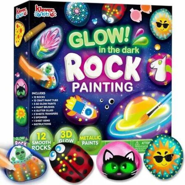 Glow in the Dark Rock Painting Kit for Kids Arts and Crafts Set for Kids Creative Art Toys for Kids Activities Christmas Gift