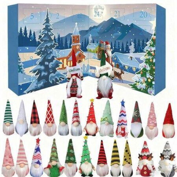 Gnome Advent Calendar Handcrafted Dwarf Gnomes Advent Calendar 24 Days of Holiday Surprises with 24 Handmade Gnome Decors for Xmas Tree Hanging Ornaments