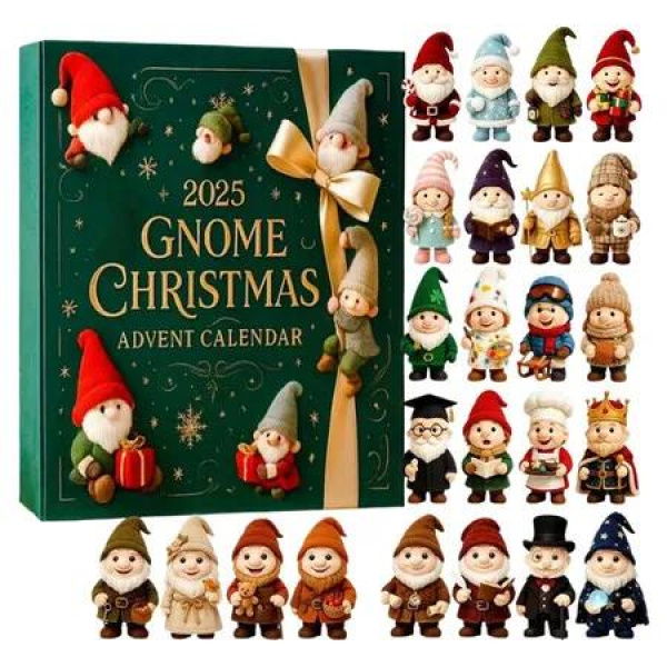 Gnome Christmas Countdown Calendar 2025, 24 Days 2D Flat Acrylic Ornament Set Cute Gnome Pendant for Holiday Home Decoration