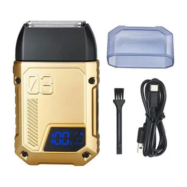 Gold 3 in 1 Electric Razor Men Waterproof Bald Shavers 3 Foil Head Rechargeable Barber Precision Trimmer LED Display