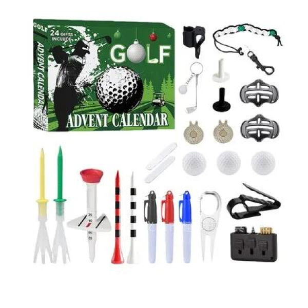 Golf Advent Calendar 2025 24 Days Countdown 24PCS Accessories Tees Balls Markers Tool Gift Set Christmas Birthday Present Dad Husband Golfer
