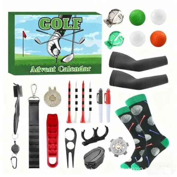 Golf Advent Calendar 2025 for Men Christmas Countdown Calendar 24 Mini Golf Surprises Socks Novelty Fun Gifts Dad Lovers