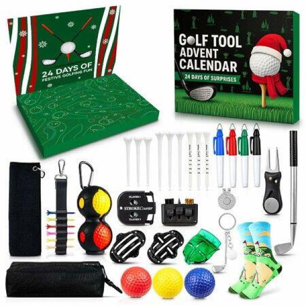 Golf Advent Calendar 2025 for Men Teen Boy,24-Day Christmas Count-down Calendar,Perfect Holiday Gift Featuring Golf Balls,Tees,Ball Markers