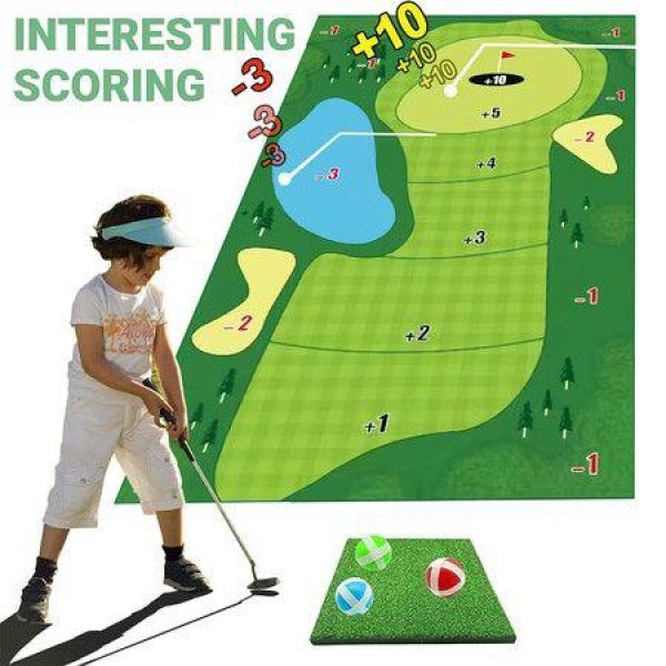 Golf Chipping Game Mat, Indoor Outdoor Golf Games for Adults with Chipping Mat, 16 Sticky Balls, Golf Game for Home Office Backyard Rear
