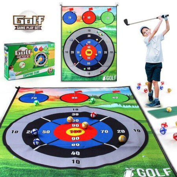 Golf Chipping Game Mat Set for Indoor and Outdoor Practice Backyard Golf Chip and Stick Game with Practice Mats