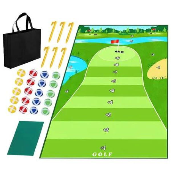 Golf Chipping Game Set with Hitting Mat, Indoor & Outdoor Practice Kit for Kids Family Golf Game with 20 Sticky Balls