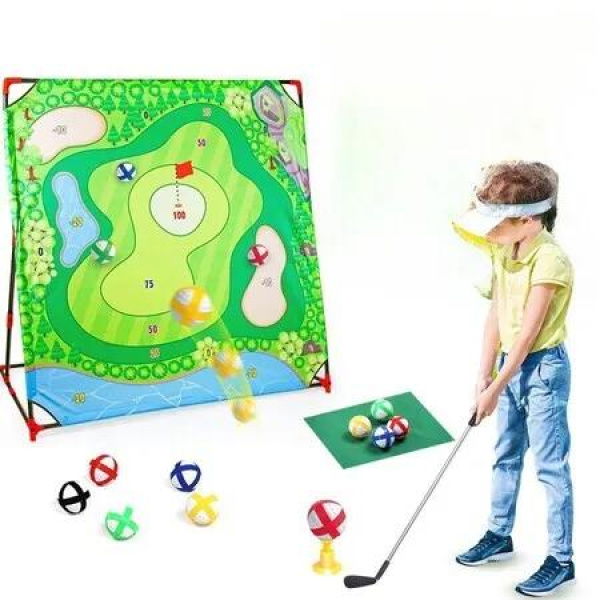 Golf Chipping Game with Sticky Balls fun Game Mat Indoor OutdoorGolf Game Set For Family Kids Outdoor Indoor