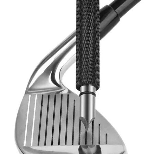 Golf Club Groove Sharpener & Cleaner: Enhance Backspin for Wedges & Irons (U & V-Grooves) Black