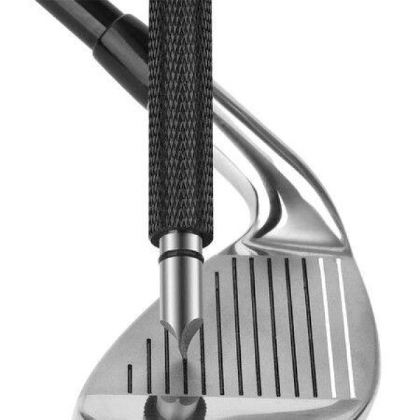 Golf Club Groove Sharpener Re-Grooving Tool And Cleaner For Wedges & Irons - Generate Optimal Backspin - Suitable For U & V-Grooves (Black)