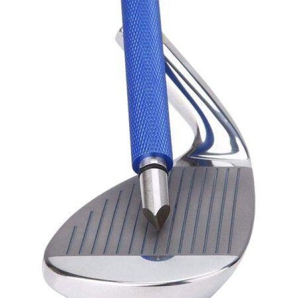 Golf Club Groove Sharpener Re-Grooving Tool And Cleaner For Wedges & Irons - Generate Optimal Backspin - Suitable For U & V-Grooves (Blue)