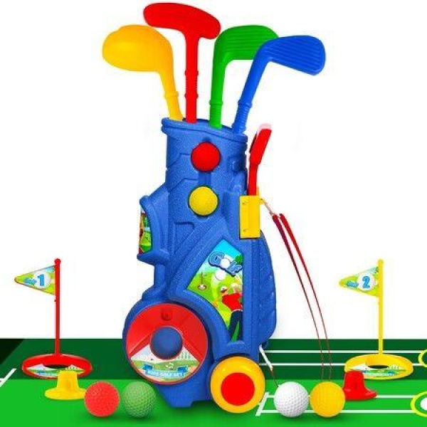 Golf Club Set for Kids,Indoor Outdoor Sports Toys,Christmas Birthday Gift Kids,Toddler Golf Set with 4 Clubs,8 Balls,2 Practice Holes,Shoulder Strap,Ages 3+