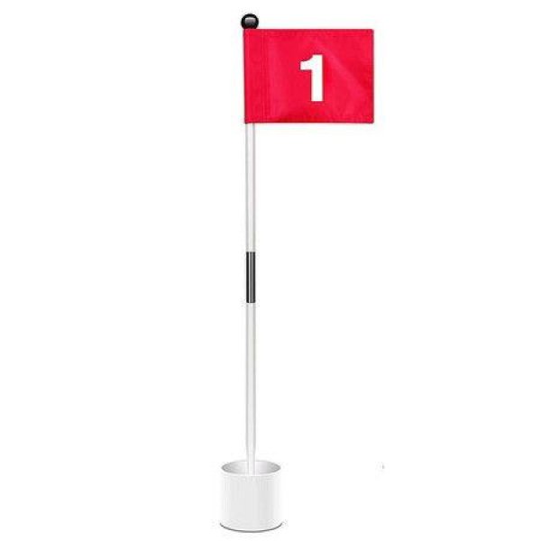 Golf Flagstick Mini Putting Red Flag With White Number For Yard 1 Pack
