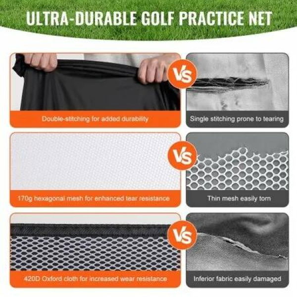 Golf Net 10x7ft All in 1 Golf Practice Net Indoor Outdoor Home Golf Swing Training Golf Hitting Aid Net with Target/Turf Mat/Balls/Tee/Carry Bag