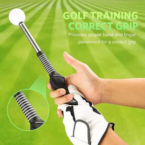 Golf Swing Trainer,Stretchable Swing Training Device With Sound-Emitting Swing Rod Aids With Ergonomic Grip Color Black