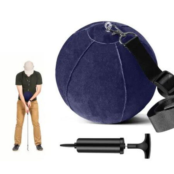 Golf Training Ball Smart Ball Golf Training Aid Inflatable Swing Training Ball with Inflator Pump and Adjustable Lanyard,Assist Golf Swing Trainer,Blue