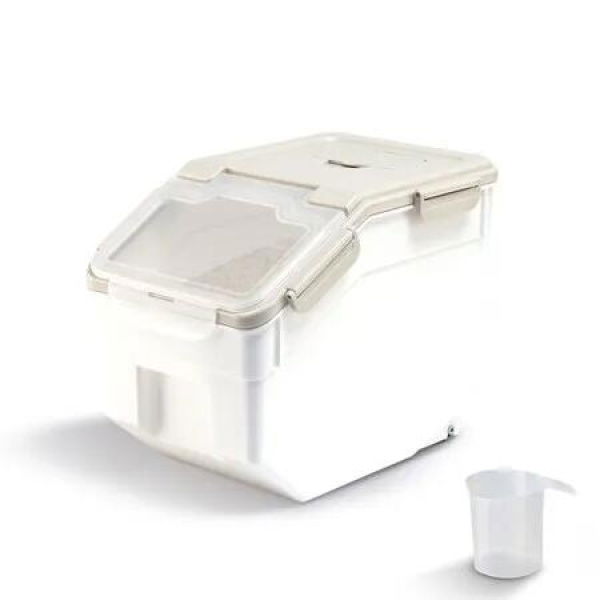 Gominimo Airtight Food Rice Grain Storage Container Pantry Organiser Box Beige