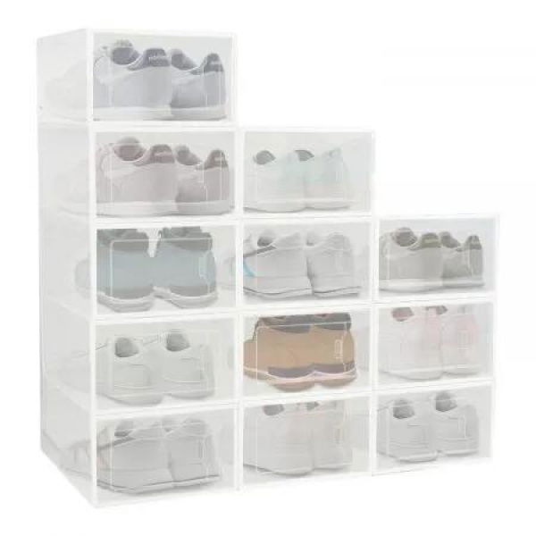 GOMINIMO Plastic Shoe Box 12PCS Medium Size (White) GO-SB-107-TD