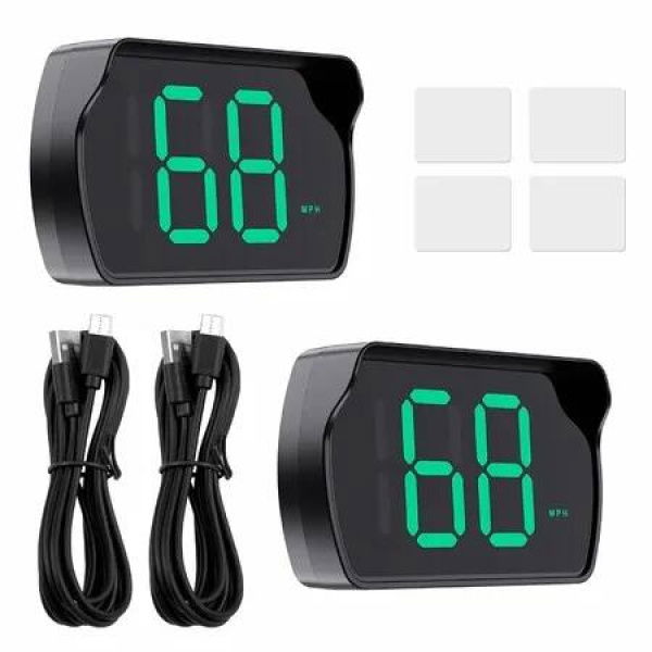GPS Digital Speedometer for Car KMH,Golf Cart Universal HUD Speed Meter,Head Up Display Car Accessories with LED Large Font,Plug and Play,2Pack