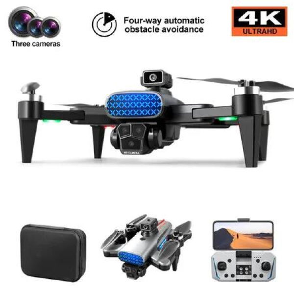 GPS Drone with 4K HD Camera, Quadcopter with Auto Return, Brushless Motor, 3 Camera Aerial Photography Drone With 360 Obstacle Avoidance RC Quadcopter Drone(1 PC-Black)