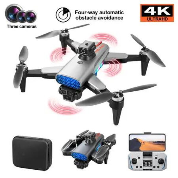 GPS Drone with 4K HD Camera,Brushless Motor,3 Camera Aerial Photography Drone With 360 Obstacle Avoidance RC Quadcopter Drone with Auto Return(1PC-Grey)