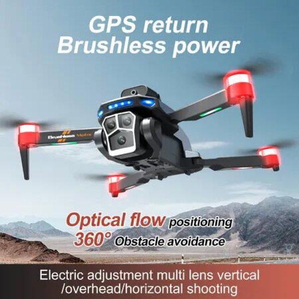 GPS FPV Drone 8K Dual Camera RC Quadcopter With Optical Flow Obstacle Avoidance Black