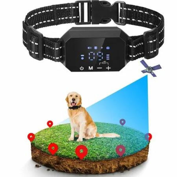 GPS Wireless Dog Fence,Pet Containment System for Dogs,Electric Dog Collar for Outdoor with 3 Modes 9 Levels Waterproof Rechargeable,Black