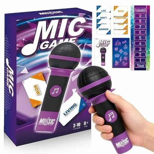Grab The Mic Karaoke Card Game Exciting Grab The Mic,Karaoke Board Game with 130 Cards for Fun Family Hilarious Games Night,Birthday Party,Music Lover