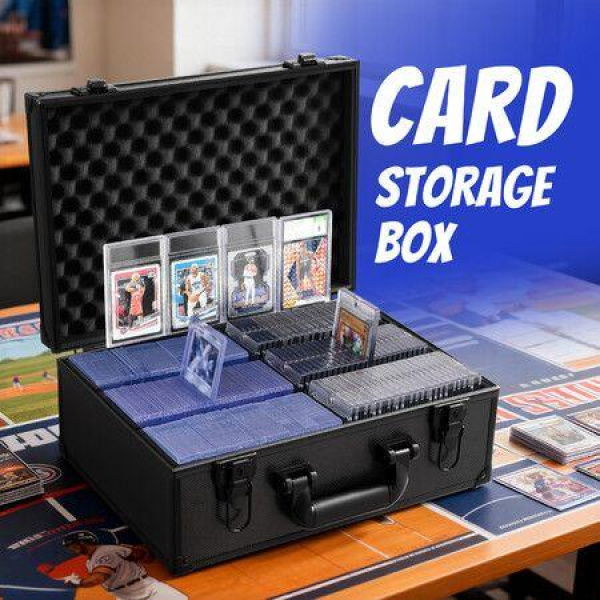 Graded Card Storage Box Travel Hard Case Holder for Top Loaders PSA Slabs Sports TCG Pokemon Trading BGS CSG Organiser Lockable Aluminum Alloy Black