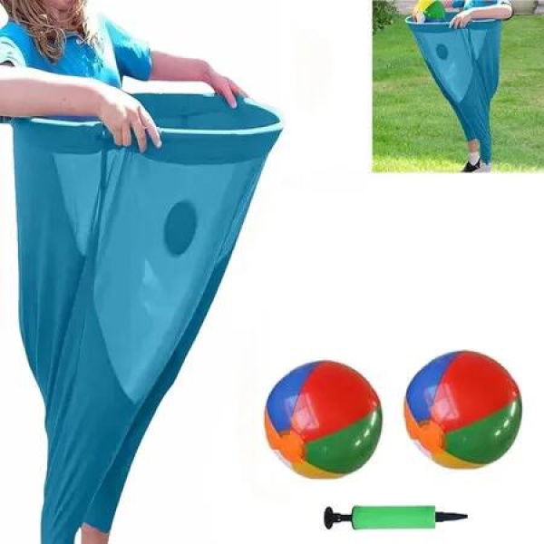 Granny Pants Yard Game, Granny Pants Outdoor Game with 2 Bouncy Balls, Giant Outdoor Recreational Tossing Games for Men Women, Blue