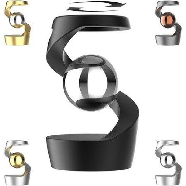 Gravity Defying Kinetic Desk Toy,Desk Spinning Toys for,Stress Relieving Optical Illusion Toys,Perfect for Car Ornaments Office Decor(Black+Silver Bead)