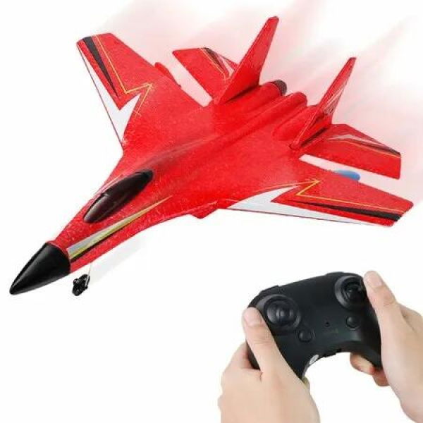 Gravity Gliders Airplane with Lights,Upgrade RC Plane Remote Control Glider Airplanes 2.4 GHZ 2 Channels,Anti-Collision Silicone Nose RC Plane (Red)