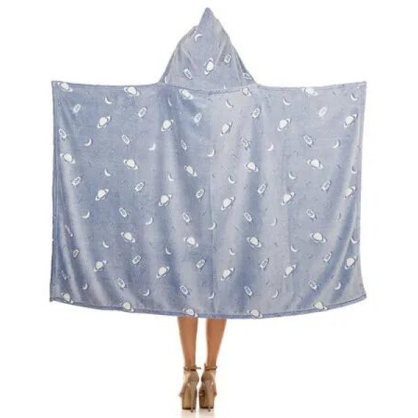Gray Splace Glow in The Dark Cozy Wearable Blanket Hooded Throw Gaming Comfort Soft Shawl Wrap Warm Nap Quilt For Man Woman