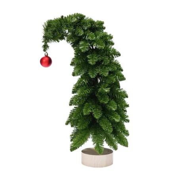 Green 50cm Crooked Neck Christmas Tree Small Desktop Decoration Ideal For Christmas Decorations And Festive Events