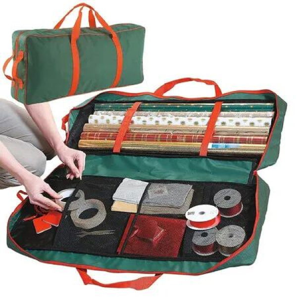 Green 82 x 34 x 13cm Christmas Wrapping Paper Storage Bag Christmas Tree Decorations Gift Storage