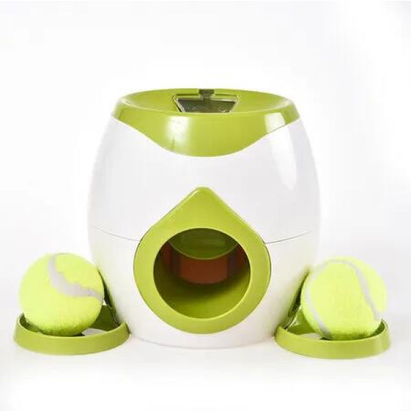 Green Double Hole Dog Food Reward Machine Interactive Training Toy Intelligent Automatic Feeder for Pets