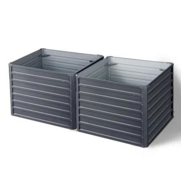 Green Fingers 2x Garden Bed 100x100x77cm Planter Box Raised Container Galvanised