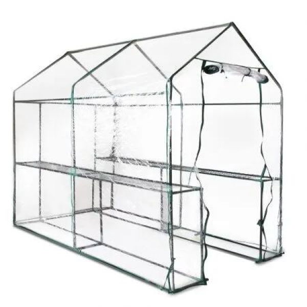Green Fingers Greenhouse 1.2x1.9x1.9M Walk in Green House Tunnel Clear Garden Shed 4 Shelves