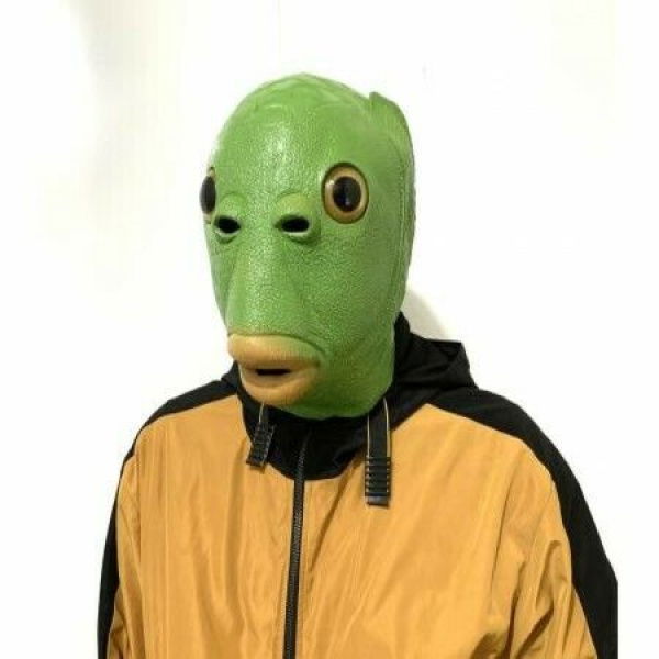 Green Fish-headgear Party Mask Cosplay Latex Mask Cosplay Accessory Fancy Dress Mask Disguise Face Wear Item Festival Banquet School Festival