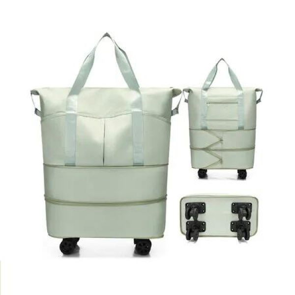 Green Large Capacity Travel Bag Waterproof Expandable Universal Wheels 3 Pockets Free Password Lock Dry & Wet Separation