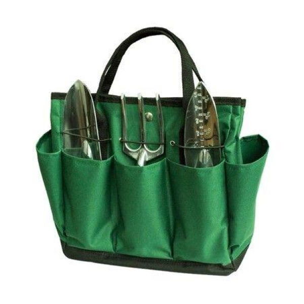 Green Multifunctional Portable Garden Storage Bag With Inside And Outside Pockets Tote Bag Garden Supplies