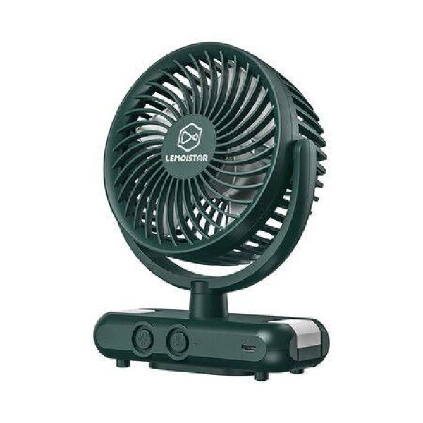 Green Portable Clip on Fan 62 Working Hours, Camping Fan with LED Lights & Hook, 4000 Capacity Battery Operated Fan with Clamp, USB Rechargeable