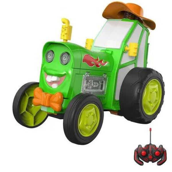 Green Remote Control Stunt Car with Dancing Lights and Sounds Funny Electric Vehicle for Kids' Rolling and Swinging Play