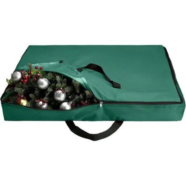 Green Square 76x76x11cm Christmas Wreath Storage Bag 600D Oxford Fits 30inch Wreaths & Ornaments