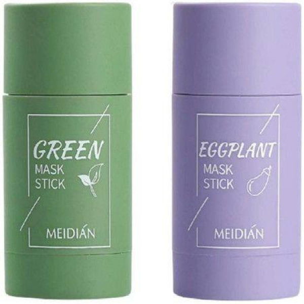 Green Tea Purifying Clay Stick Mask - Moisturizes And Controls The Oil Acne Clearing And Blackhead Remover 40g Eggplant + Green Tea.