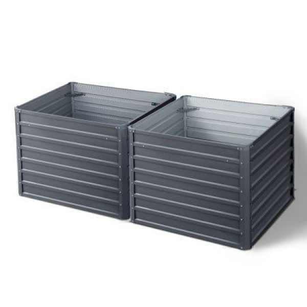 Greenfingers 2x Garden Bed 100x100x77cm Planter Box Raised Container Galvanised