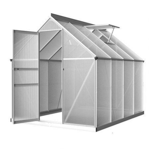 Greenfingers Greenhouse Aluminium Greenhouse Polycarbonate Garden Shed 2.4x1.9M