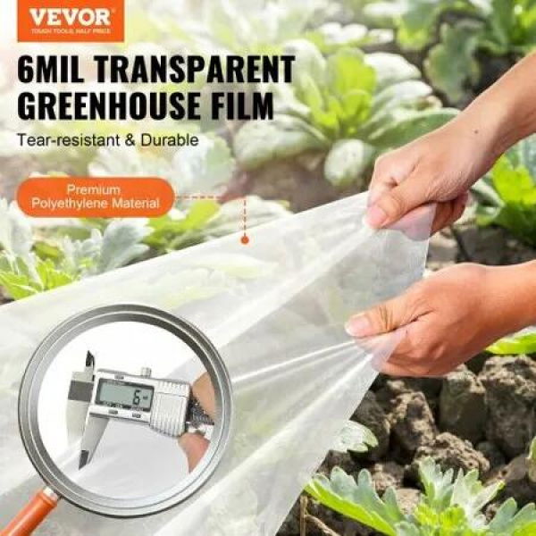 Greenhouse Plastic Sheeting 12 x 50 ft 6Mil Clear Polyethylene Film